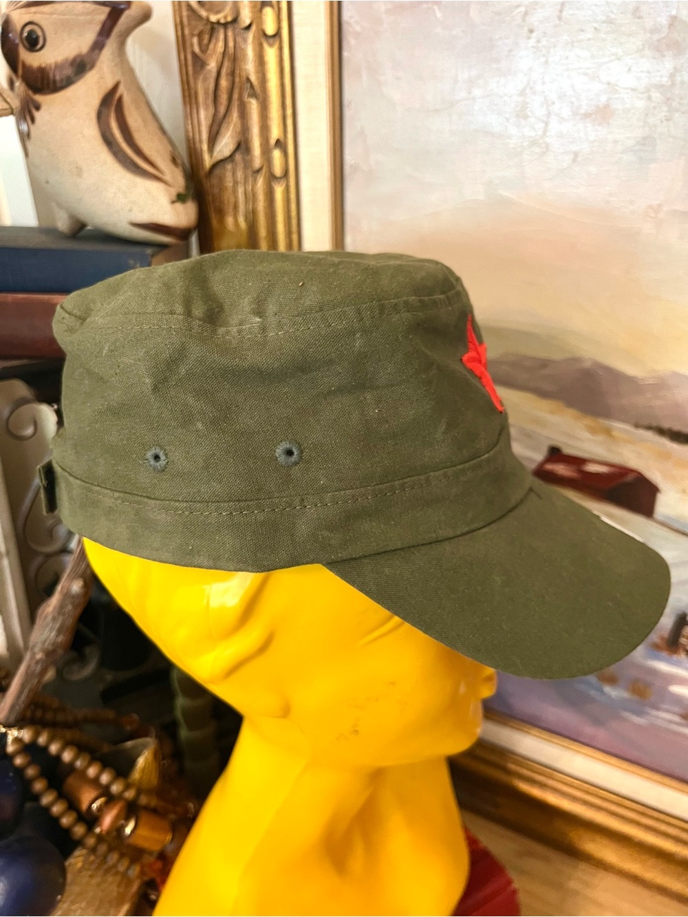 Military Style Olive Green Cadet Fatigue Hat Cap With Embroidery - Picture 7 of 8